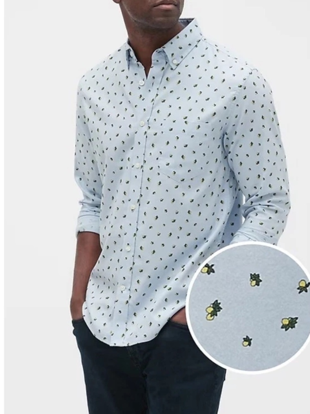 Banana Republic Untucked Fit button-down shirt lemon print M